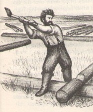 Pa Ingalls, hard at work