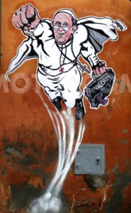 Graffiti in Rome depicting Francis as "SuperPope".