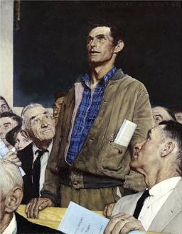 Free Speech, from Norman Rockwell's Four Freedoms series.  We don't live in this kind of world anymore.