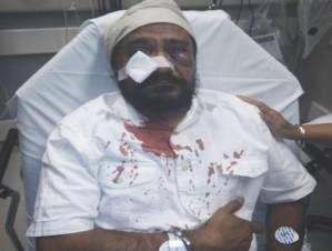 Inderjit Singh Mukker was beaten badly just yesterday in Chicago by thugs calling him "bin Laden" and a "terrorist". He is Sikh.