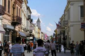 Bitola, Macedonia, has a traditional neighborhood that never was changed.  It's all "mixed use".