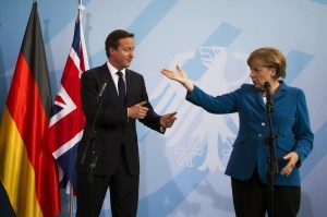 "Are you really ready to leave, David?" Prime Minister Cameron and Chancellor Merkel.